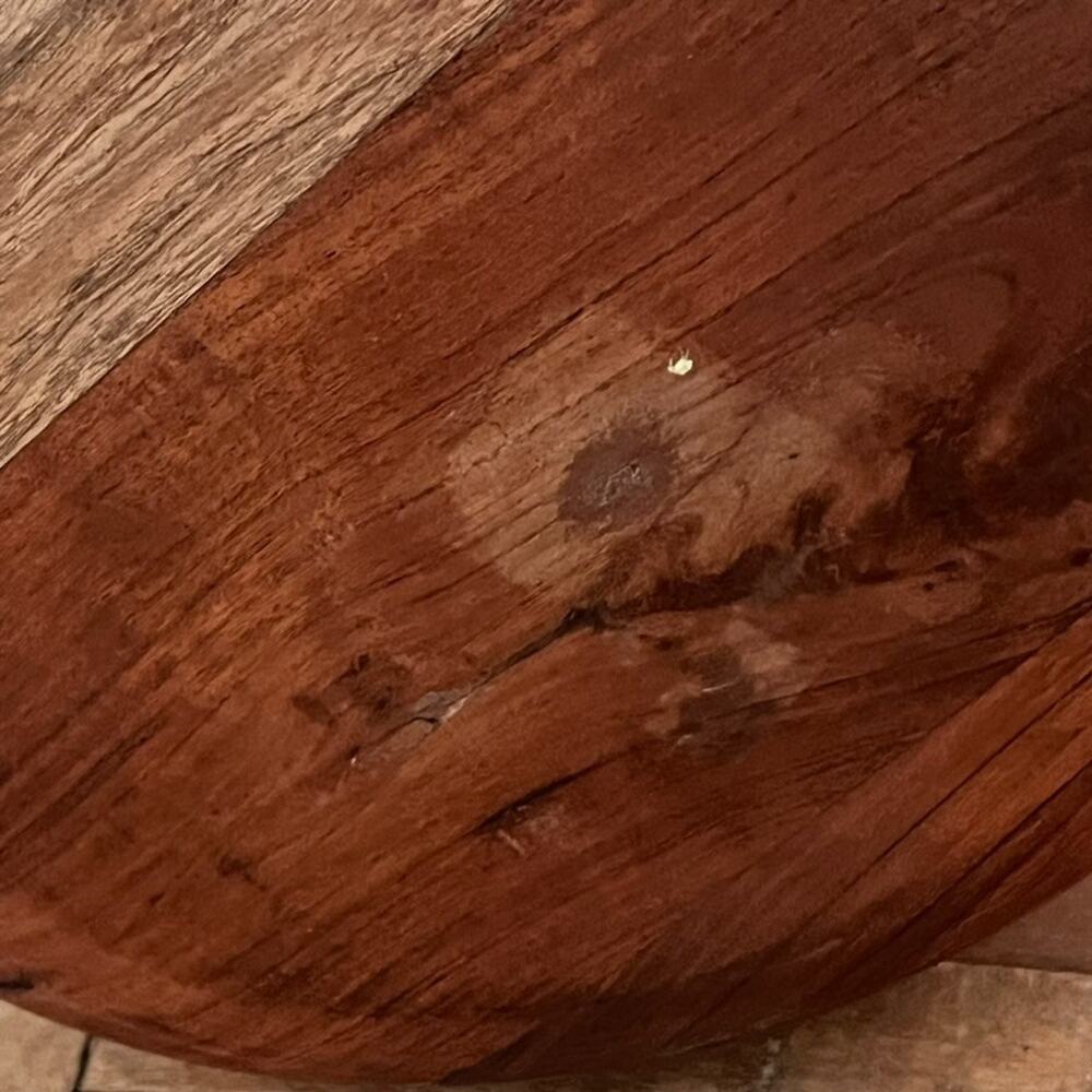 Large Acacia Wood Bowl Decor Serving Bowl 12.5" Tonal Hardwood Strips - Picture 7 of 12